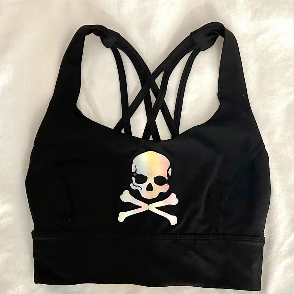 lululemon athletica Black Sports Bra with Skull Design